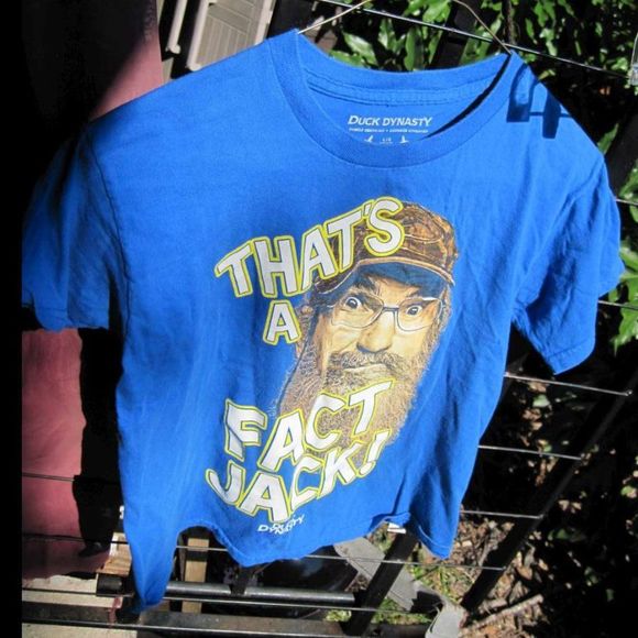 Duck Dynasty Uncle Si That's a Fact Jack! L 10 12 Blue Print Short Sleeve TShirt - Picture 5 of 6